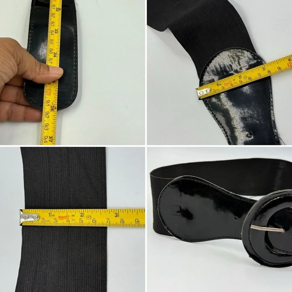 PU Patent Leather Wide Waist Corset Belt Elastic Dress Waist Belt